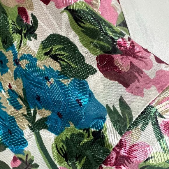 VTG Victoria's Secret Robe OS Gold Label Floral Satin Jacquard Belted Cottage - Picture 9 of 9